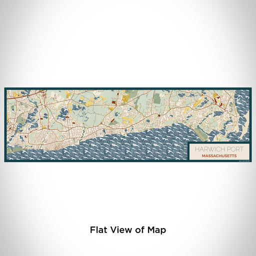 Flat View of Map Custom Harwich Port Massachusetts Map Enamel Mug in Woodblock