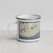 Left View Custom Harwich Port Massachusetts Map Enamel Mug in Woodblock