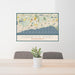 24x36 Harwich Port Massachusetts Map Print Landscape Orientation in Woodblock Style Behind 2 Chairs Table and Potted Plant