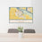 24x36 Hastings Minnesota Map Print Lanscape Orientation in Woodblock Style Behind 2 Chairs Table and Potted Plant