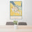 24x36 Hastings Minnesota Map Print Portrait Orientation in Woodblock Style Behind 2 Chairs Table and Potted Plant