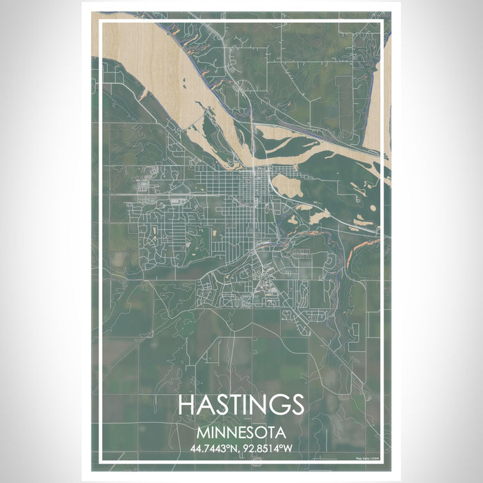 Hastings Minnesota Map Print Portrait Orientation in Afternoon Style With Shaded Background