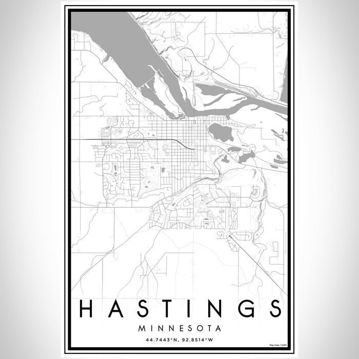 Hastings Minnesota Map Print Portrait Orientation in Classic Style With Shaded Background