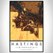 Hastings Minnesota Map Print Portrait Orientation in Ember Style With Shaded Background