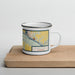 Right View Custom Hastings Minnesota Map Enamel Mug in Woodblock