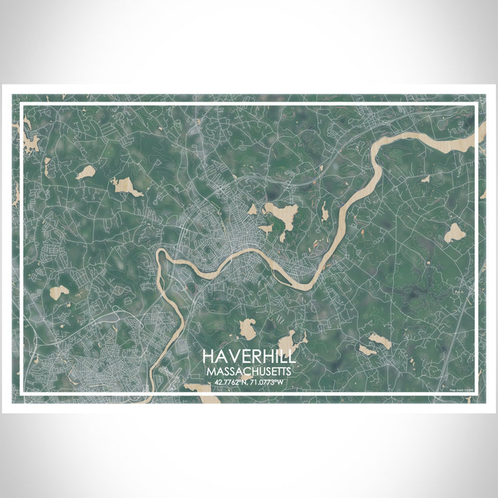 Haverhill Massachusetts Map Print Landscape Orientation in Afternoon Style With Shaded Background