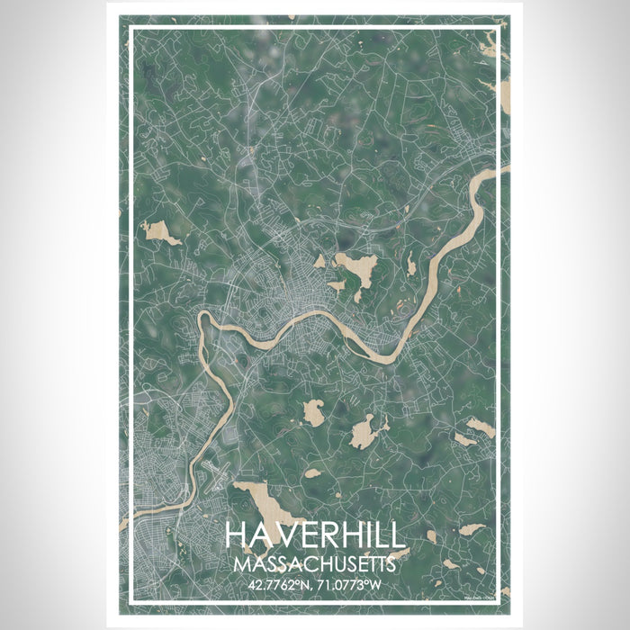 Haverhill Massachusetts Map Print Portrait Orientation in Afternoon Style With Shaded Background