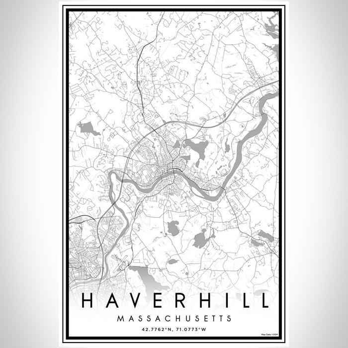 Haverhill Massachusetts Map Print Portrait Orientation in Classic Style With Shaded Background