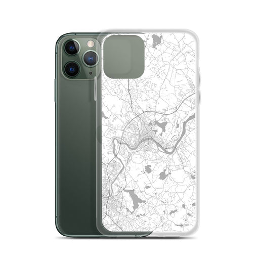Custom Haverhill Massachusetts Map Phone Case in Classic on Table with Laptop and Plant