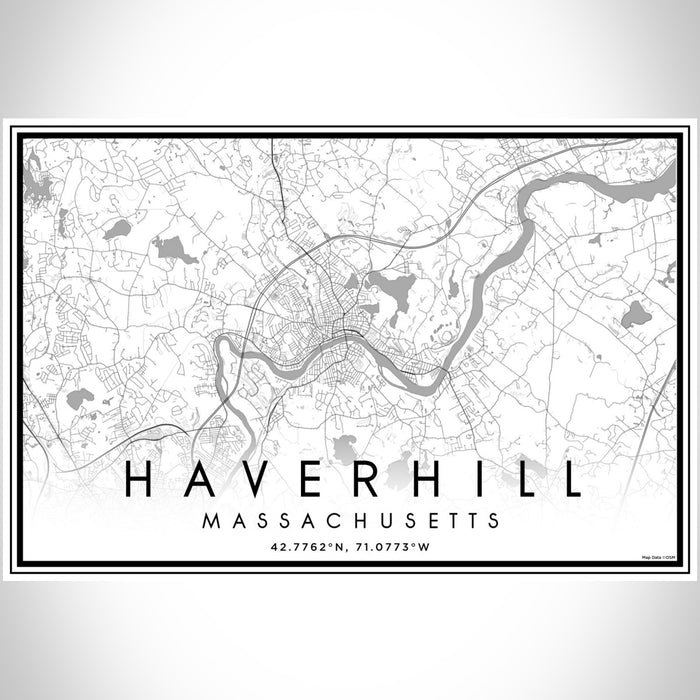 Haverhill Massachusetts Map Print Landscape Orientation in Classic Style With Shaded Background