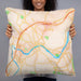 Person holding 22x22 Custom Haverhill Massachusetts Map Throw Pillow in Watercolor
