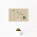 12x18 Hawaii Aloha Map Print Landscape Orientation in Afternoon Style With Small Cactus Plant in White Planter