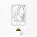 12x18 Hawksbill Mountain Virginia Map Print Portrait Orientation in Classic Style With Small Cactus Plant in White Planter