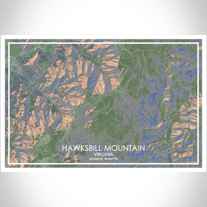 Hawksbill Mountain Virginia Map Print Landscape Orientation in Afternoon Style With Shaded Background
