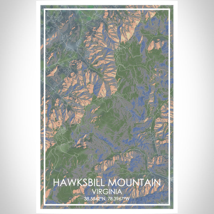Hawksbill Mountain Virginia Map Print Portrait Orientation in Afternoon Style With Shaded Background