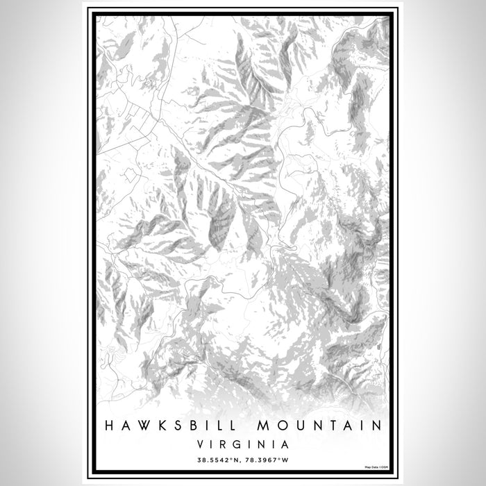 Hawksbill Mountain Virginia Map Print Portrait Orientation in Classic Style With Shaded Background