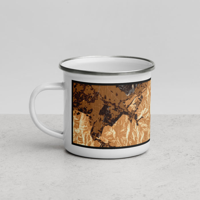 Left View Custom Hawksbill Mountain Virginia Map Enamel Mug in Ember