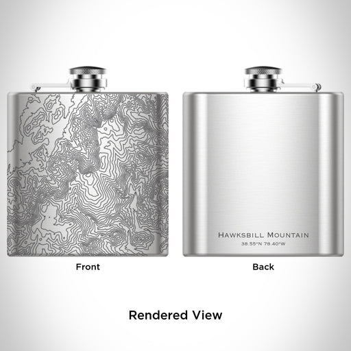 Rendered View of Hawksbill Mountain Virginia Map Engraving on 6oz Stainless Steel Flask