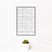 12x18 Hawthorne California Map Print Portrait Orientation in Classic Style With Small Cactus Plant in White Planter