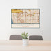24x36 Hawthorne California Map Print Lanscape Orientation in Woodblock Style Behind 2 Chairs Table and Potted Plant