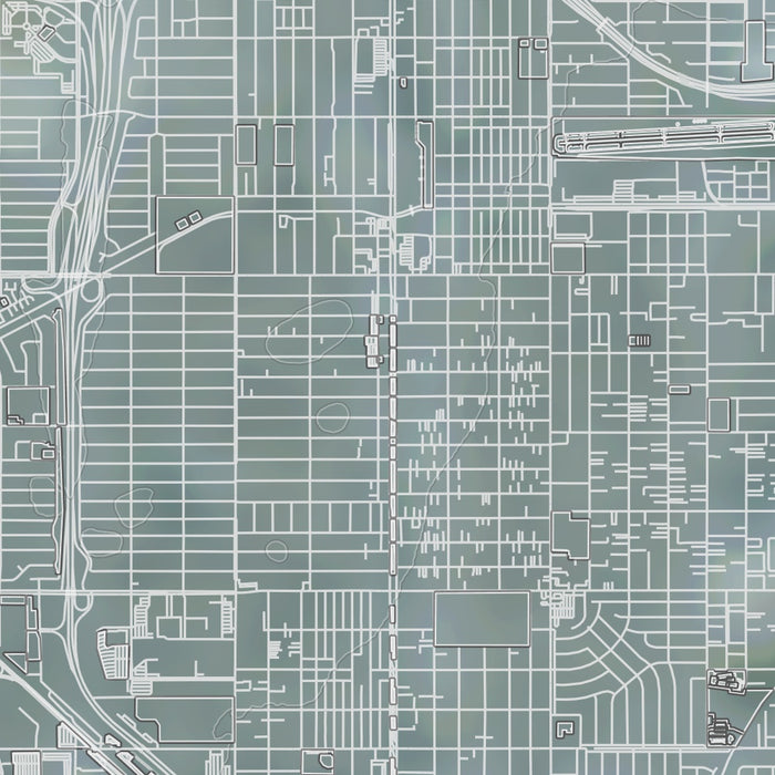 Hawthorne California Map Print in Afternoon Style Zoomed In Close Up Showing Details