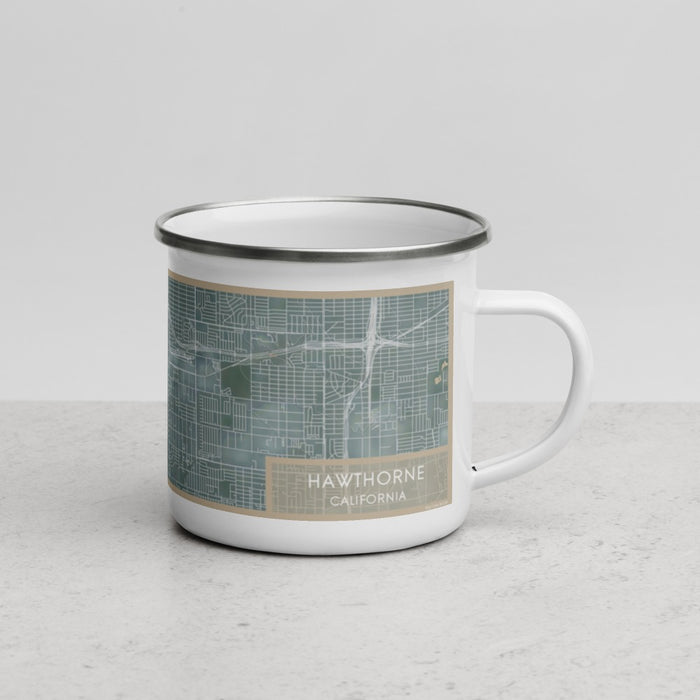 Right View Custom Hawthorne California Map Enamel Mug in Afternoon