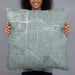 Person holding 22x22 Custom Hawthorne California Map Throw Pillow in Afternoon