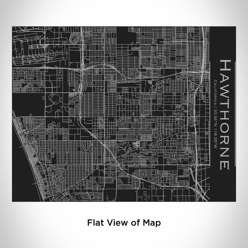 Rendered View of Hawthorne California Map Engraving on 20oz Stainless Steel Insulated Bottle with Bamboo Top in Black