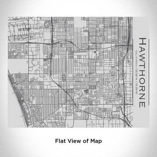 Rendered View of Hawthorne California Map Engraving on 20oz Stainless Steel Insulated Bottle with Bamboo Top