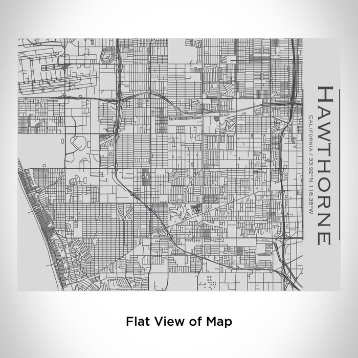 Rendered View of Hawthorne California Map Engraving on 20oz Stainless Steel Insulated Bottle with Bamboo Top