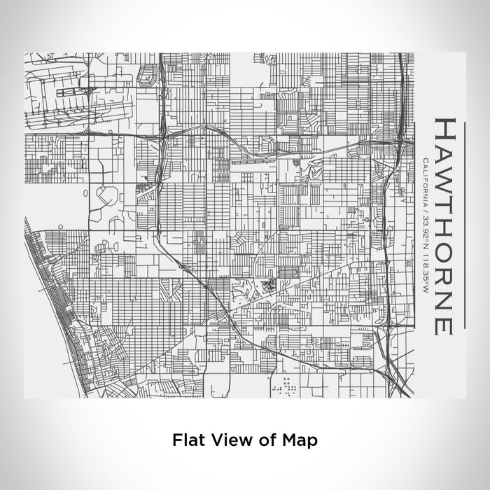 Rendered View of Hawthorne California Map Engraving on 20oz Stainless Steel Insulated Bottle with Bamboo Top in White