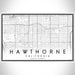 Hawthorne California Map Print Landscape Orientation in Classic Style With Shaded Background
