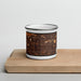 Front View Custom Hawthorne California Map Enamel Mug in Ember on Cutting Board