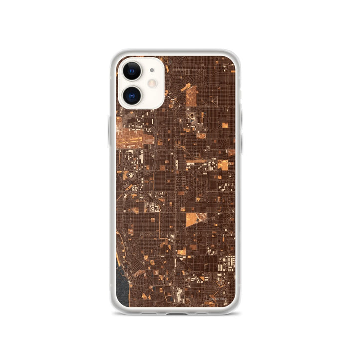 Custom iPhone 11 Hawthorne California Map Phone Case in Ember