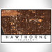Hawthorne California Map Print Landscape Orientation in Ember Style With Shaded Background