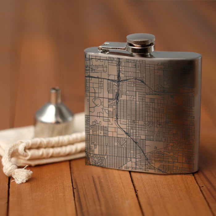 Hawthorne California Custom Engraved City Map Inscription Coordinates on 6oz Stainless Steel Flask