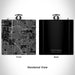 Rendered View of Hawthorne California Map Engraving on 6oz Stainless Steel Flask in Black