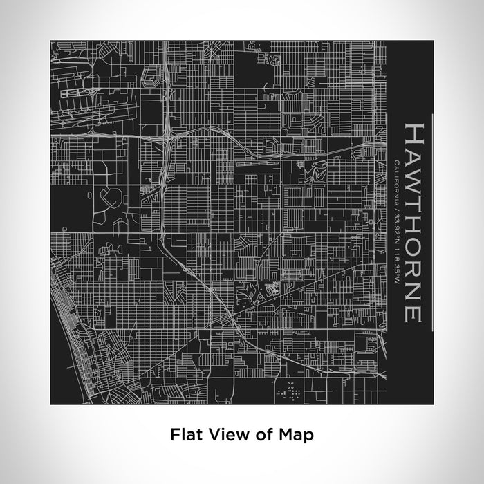 Rendered View of Hawthorne California Map Engraving on 17oz Stainless Steel Insulated Tumbler in Black
