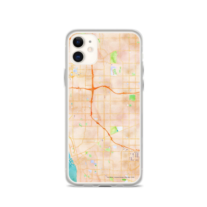 Custom iPhone 11 Hawthorne California Map Phone Case in Watercolor