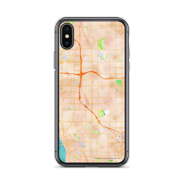 Custom iPhone X/XS Hawthorne California Map Phone Case in Watercolor
