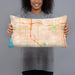 Person holding 20x12 Custom Hawthorne California Map Throw Pillow in Watercolor