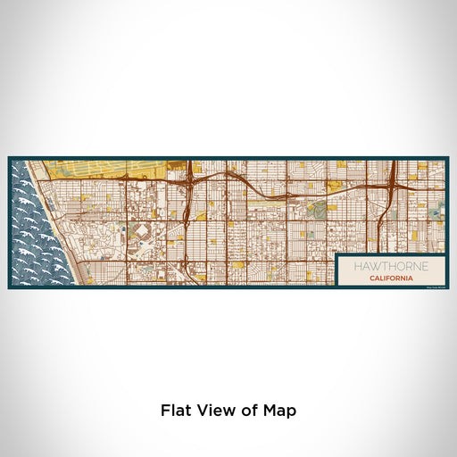 Flat View of Map Custom Hawthorne California Map Enamel Mug in Woodblock