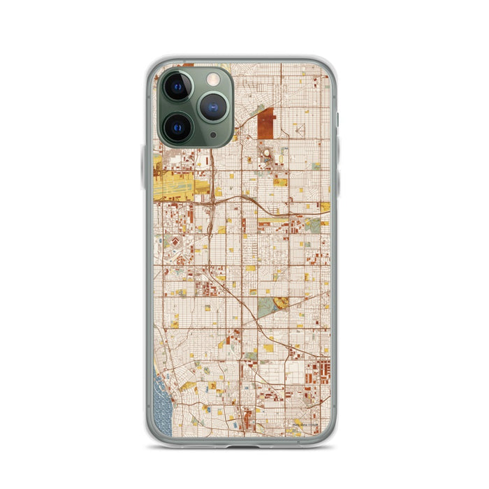 Custom iPhone 11 Pro Hawthorne California Map Phone Case in Woodblock