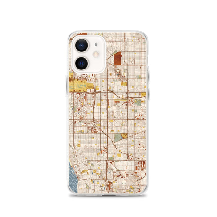 Custom iPhone 12 Hawthorne California Map Phone Case in Woodblock