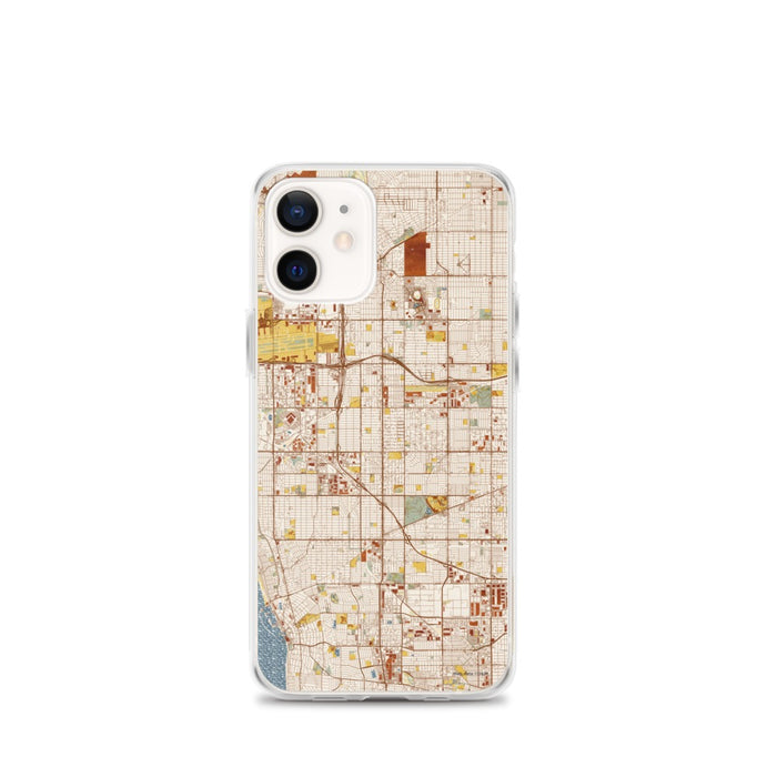 Custom iPhone 12 mini Hawthorne California Map Phone Case in Woodblock