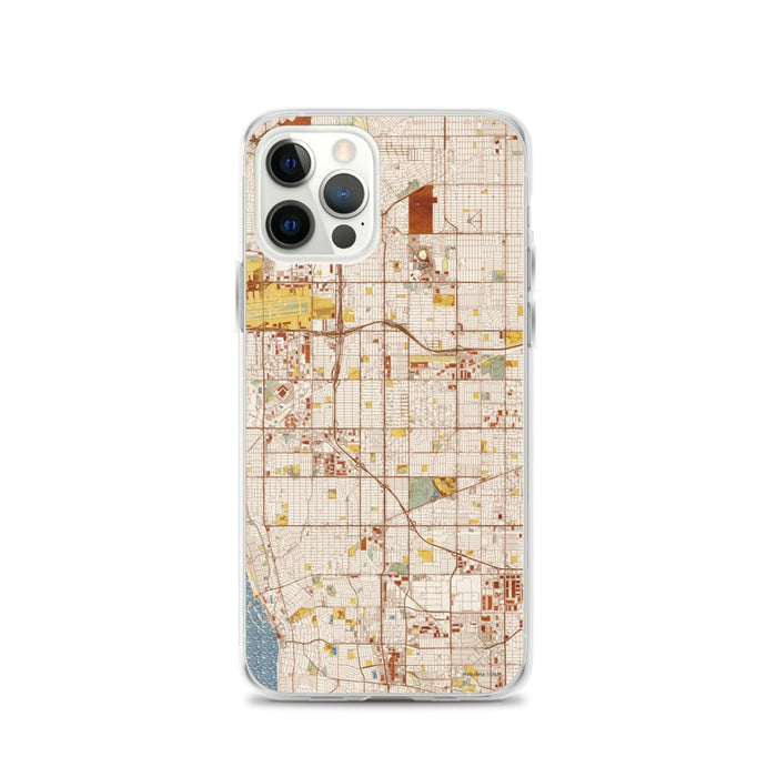 Custom iPhone 12 Pro Hawthorne California Map Phone Case in Woodblock