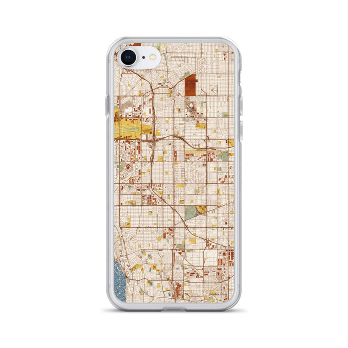 Custom iPhone SE Hawthorne California Map Phone Case in Woodblock