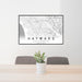 24x36 Hayward California Map Print Lanscape Orientation in Classic Style Behind 2 Chairs Table and Potted Plant