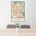 24x36 Hayward California Map Print Portrait Orientation in Woodblock Style Behind 2 Chairs Table and Potted Plant
