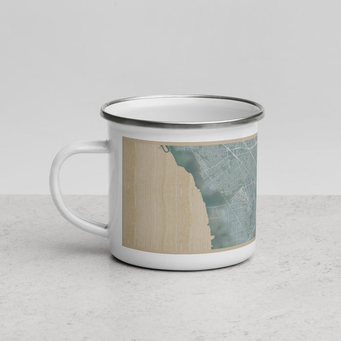 Left View Custom Hayward California Map Enamel Mug in Afternoon